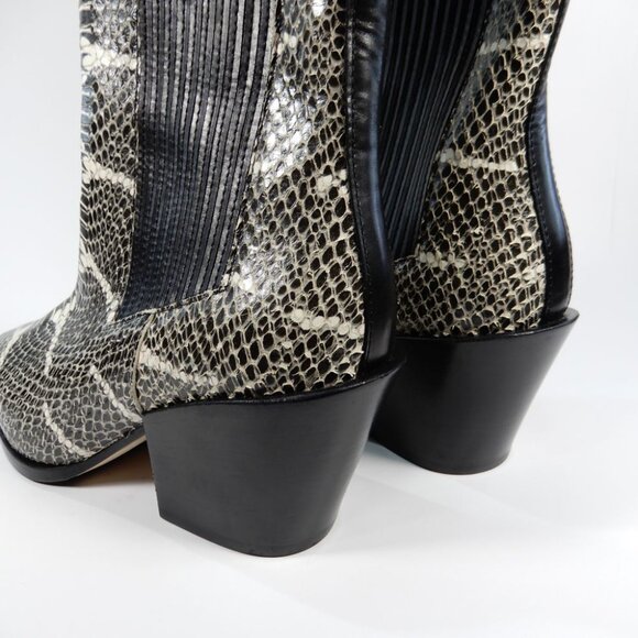 AEYDE Ari Mid Calf Boots Size 36 5.5 6 Black White Python Snake Leather NEW - Picture 8 of 13